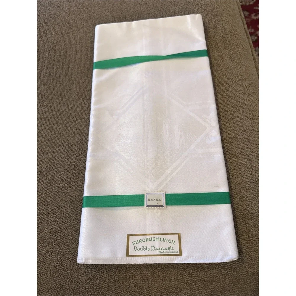 New Vintage Heirloom All Pure Double Damask Irish Linen 54x54 (TD)